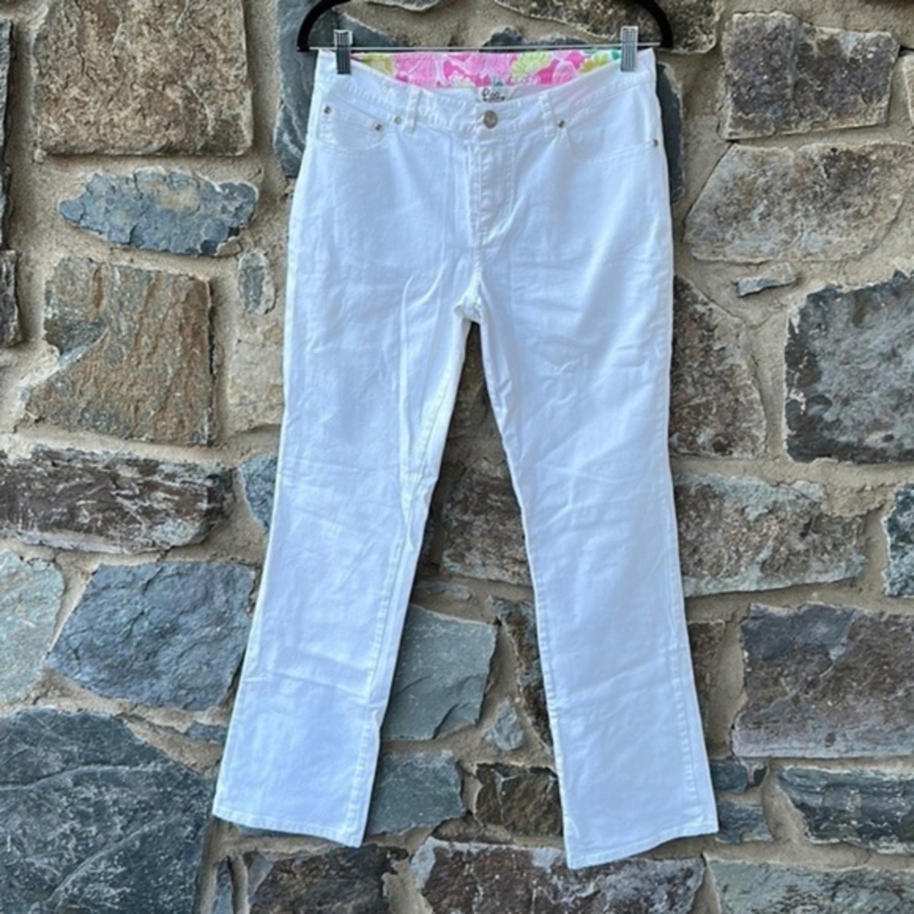 Lilly Pulitzer Vintage White Label 5 Pocket Straight Leg Jeans in White Size 4